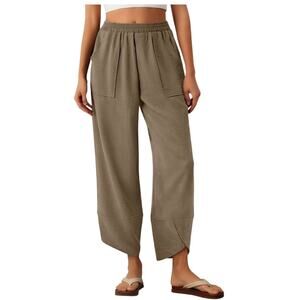 NWT ~ Women's Plus Size Tan Wide Leg Palazzo Pants Harem Trousers Pockets ~ 2X